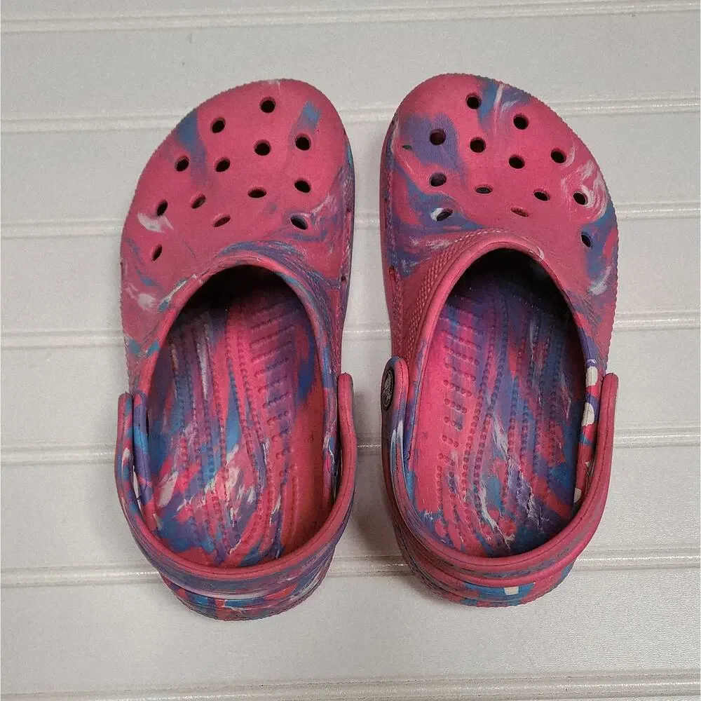 Crocs Classic Marbled Kids Clogs Sandals Size 1 Kids Pink
